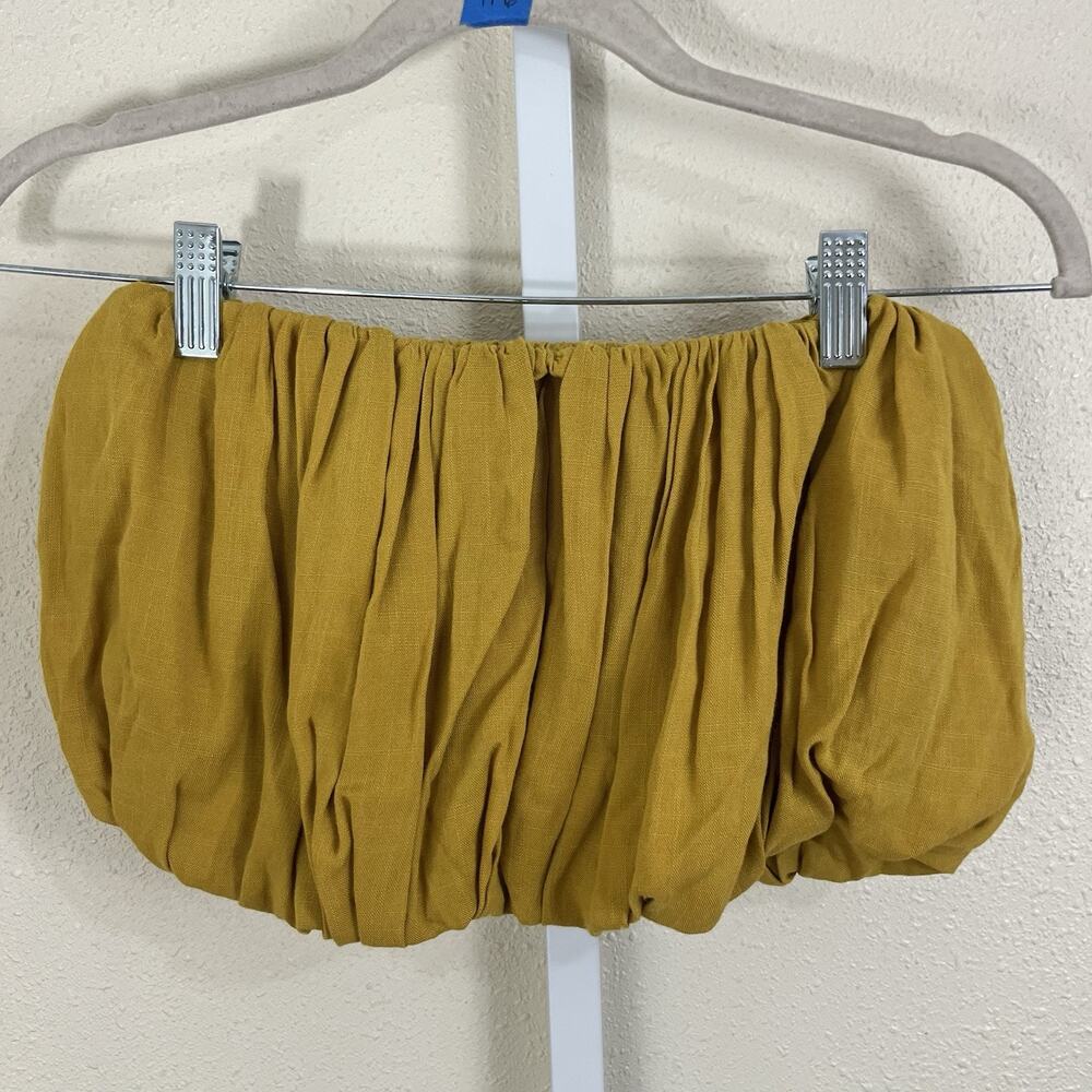 TWOWAY Italy Bubble Crop Tube Top Womens S Small Mustard